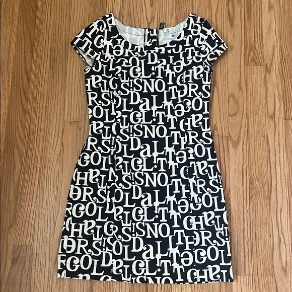 None Dresses & Skirts - Stylish Black and White Alphabet Graphic Mini Dress